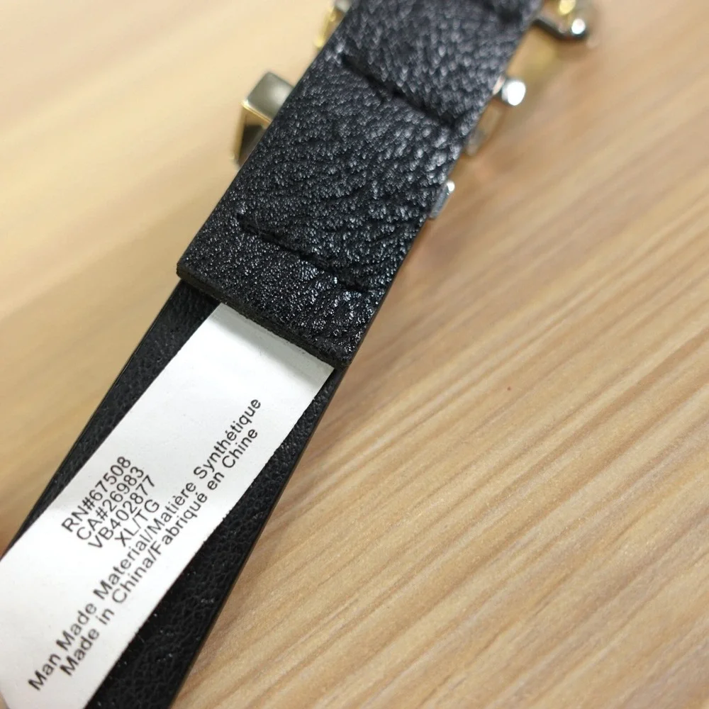 Vince Camuto Belt Womens Medium Black Faux Leather Silver Buckle Classic